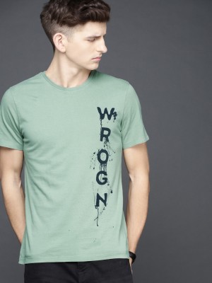 WROGN Printed Men Round Neck Green T-Shirt