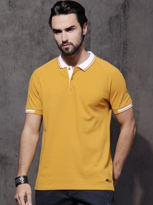 Roadster Color Block Men Polo Neck Yellow T-Shirt