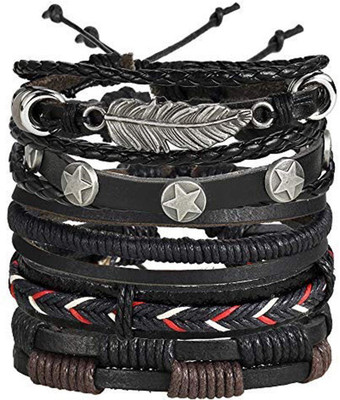 Shining Diva Alloy, Leather Bracelet Set(Pack of 5)