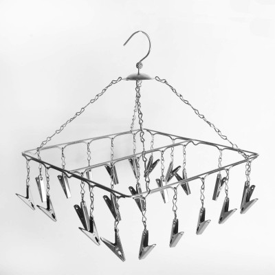 Zahuu Steel Cloth Hanger Cloth Dry stand With Clips Stainless Steel Cloth Clips(Silver)