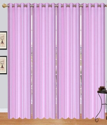 Decor World 273 cm (9 ft) Polyester Long Door Curtain (Pack Of 4)(Solid, Pink)