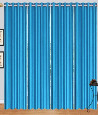 Decor World 212 cm (7 ft) Polyester Door Curtain (Pack Of 4)(Solid, Blue)