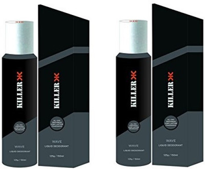 KILLER Wave Deo, 150ml + 150ml pack of 2 Deodorant Spray  -  For Men & Women(150 ml, Pack of 2)