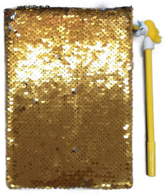 Prezzie Villa Golden and silver Magic Sequins Diary with Stylish Unicorn Pen Pen Gift Set(Ink Color - Silver, golden)