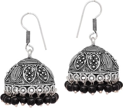 V L INTERNATIONAL Oxidized Black Beads Jhumka Jhumki With Black Beads Alloy Jhumki Earring