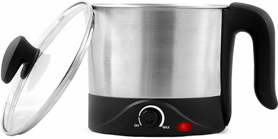 

Kitchoff Durable Stainless Steel 1.2 L Silver & Black Automatic Travel Cooker, Egg Cooker, Egg Boiler, Rice Cooker(1.2 L, Silver, Black), Black;silver