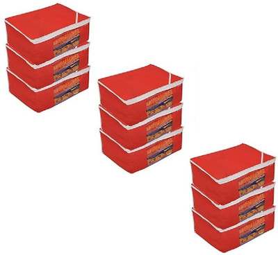 Fashion Bizz Regular Non Woven Multi Saree Cover Red 9 Pcs Combo(Red)