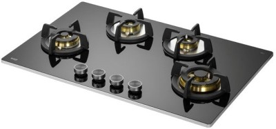 Kaff BLH 804 | 4 Full Brass High Efficiency Burners |Flame Failure Device | Built in Hob Glass Automatic Hob(4 Burners)