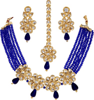 JEWELS GURU Alloy Gold-plated Blue, White Jewellery Set(Pack of 1)