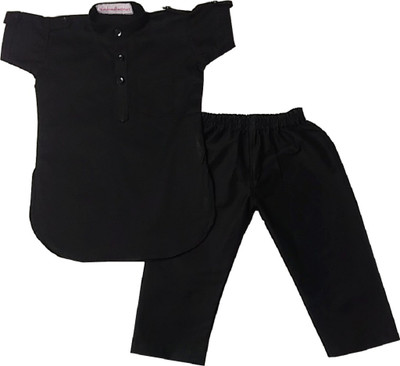 harshvardhanmart Boys Festive & Party Kurta and Pyjama Set(Black Pack of 1)
