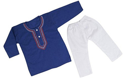 RS Boys & Girls Festive & Party, Casual Kurta and Pyjama Set(Blue Pack of 1)