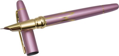 auteur Stylish Purple Color Slim Nib With Gold Design & Golden Trims Fountain Pen