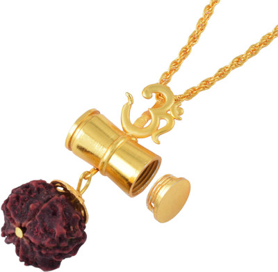 BRBRIK Gold Covered Bholenath, Shiva, Mahadeva, Panchmukhi Rudraksh Om Design, Openable Gold-plated Alloy Locket