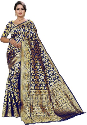 jayant creation Embellished Banarasi Art Silk Saree(Dark Blue)