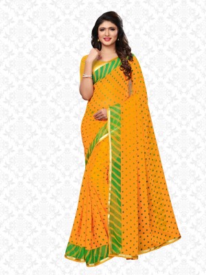 Divastri Printed, Geometric Print, Embellished Bandhani Georgette, Chiffon Saree(Multicolor)