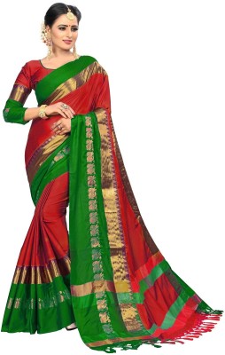 vinayak trendz Woven Kanjivaram Art Silk, Cotton Silk Saree(Maroon)