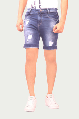 Stefan Hafner Washed, Striped, Solid Men Blue Basic Shorts, Regular Shorts, Denim Shorts Stefan Hafner Washed, Striped, Solid Men Blue Basic Shorts, Regular Shorts, Denim Shorts