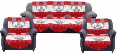 Dakshya Industries Cotton Floral Sofa Cover(Red Pack of 6)