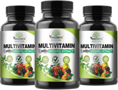 VEDA MAXX Multivitamin with Ginseng Extract Capsule Supplement Pack 3(3 x 90 Tablets)