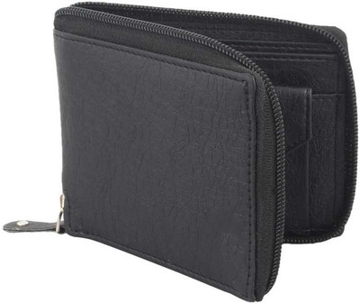 ShabCreation Men Black Artificial Leather Wallet(5 Card Slots)