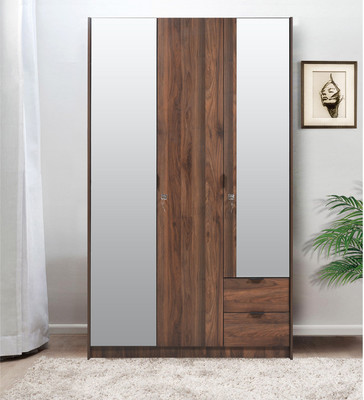 @home by Nilkamal Avery Engineered Wood 3 Door Wardrobe(Finish Color - Wenge, Mirror Included)