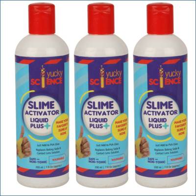 yucky science Slime Activator Liquid Plus - Pack of 3 Bottles ,200 ml Each (Clear)