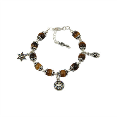 PearlzGallery Alloy Crystal Silver Coated Charm Bracelet
