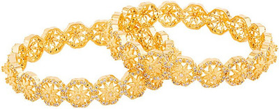 Voylla Brass Cubic Zirconia Gold-plated Bangle(Pack of 2)