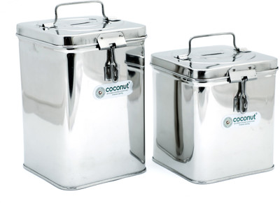 COCONUT Stainless Steel Coin Box / Locker Box - Big & Small - Set of 2 Cash Box(1 Compartments)