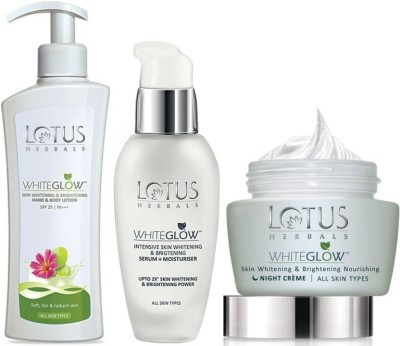 LOTUS Herbals WHITEGLOW Combo Pack ( Body Lotion 300ml + Serum 30ml + Night Cream 60gm )(3 Items in the set)