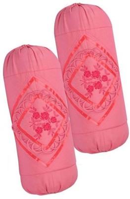 Countingbeds Cotton Bolsters Cover(Pack of 2, 30 cm*16 cm, Pink)