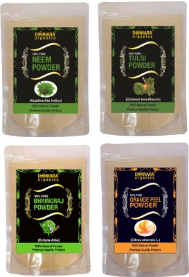 Donnara Organics Neem Powder,Tulsi Powder, Bhringraj powder & Orange Peel powder(600 g)