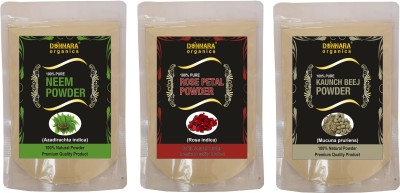 Donnara Organics Neem Powder, Rose Petal Powder & Kaunch Beej Powder(450 g)