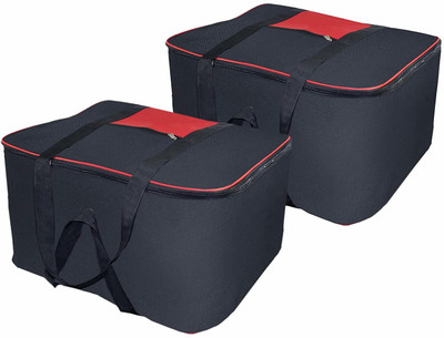 Sanchi Creation Pack of 2 Nylon Big Underbed Moisture Proof Storage Bag with Zippered Closure (Black, 54x46x28cm)(Black)