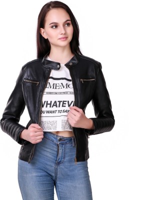 Leather Retail Full Sleeve Solid Women Jacket