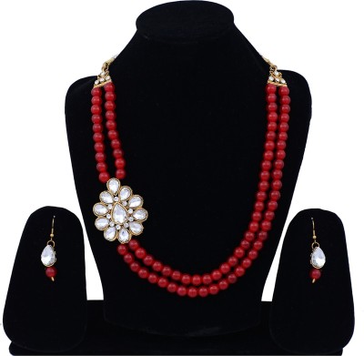 Darsha Collections Alloy Gold-plated Red, White Jewellery Set(Pack of 1)