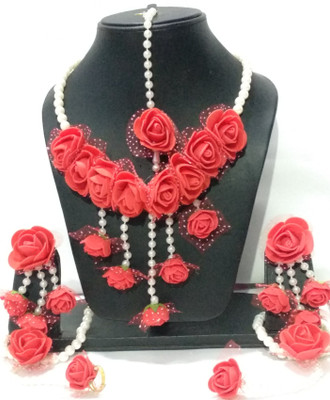 style revolver Fabric Red, White Jewellery Set(Pack of 1)