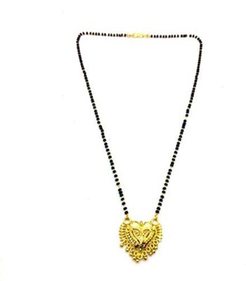 Digital Dress Room Women's Jewellery Gold Plated Mangalsutra Necklace 18-inch Length Chain Golden Plated Pendant with latkan Traditional Black Mani Beads Single Line Layer Short Mangalsutra For Girls Alloy Mangalsutra