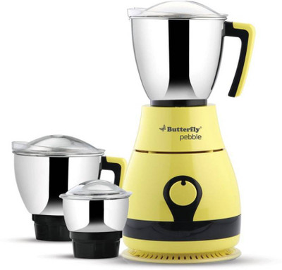 Butterfly Pebble Plus 3 Jar Mixer Grinder, 750 Watts. 750 W Juicer Mixer Grinder(Yellow, 3 Jars)