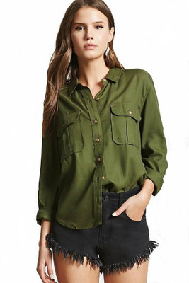 STC Women Solid Casual Green Shirt