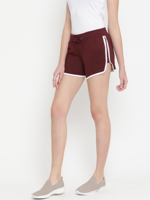 THE DRY STATE Color Block Women Maroon Dolphin Shorts