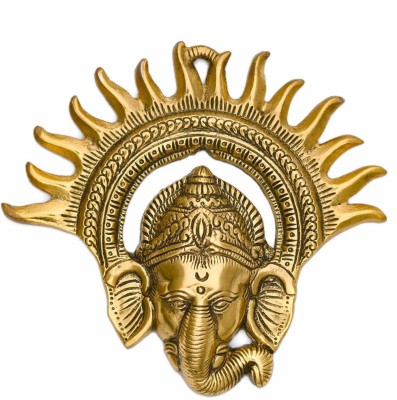 SV Traders Golden Wall Hanging Sun Shaped Ganesha Decorative Showpiece  -  18 cm(Aluminium, Red)