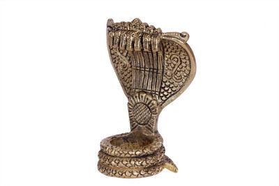 Kalarambh Brass Snake / Naag / Sheshnag for Pooja Mandir Collectible Handicraft Art - Yellow, (2.36 x 1.57 x 3.93 inches) Decorative Showpiece  -  10.16 cm(Brass, Yellow)