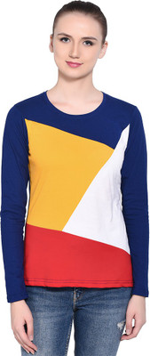 Trendfull Colorblock Women Round Neck Multicolor T-Shirt