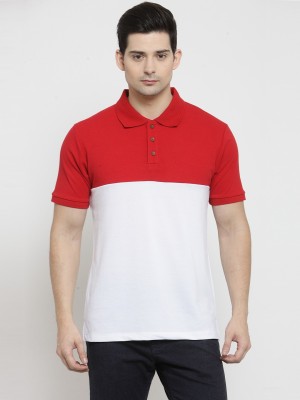 KALT Striped Men Polo Neck Red, White T-Shirt