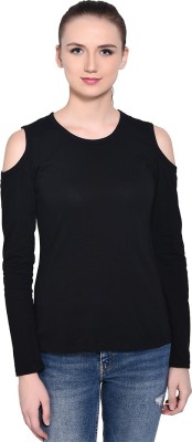 BEYOU FASHION Solid Women Round Neck Black T-Shirt