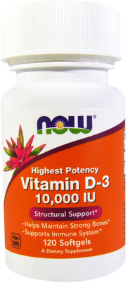 Now Foods Vitamin D-3 10,000 IU,120 Softgels(120 No)