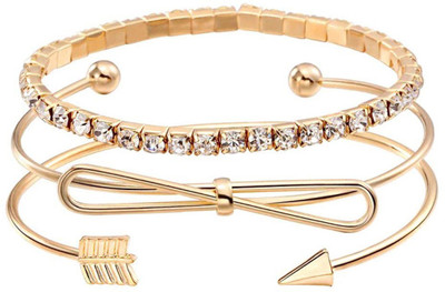 Shining Diva Metal Crystal Gold-plated Bracelet Set