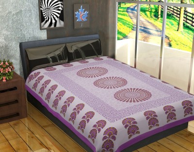 Fashion Dziner 268 TC Cotton Single Printed Flat Bedsheet(Pack of 1, Purple)