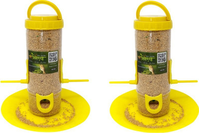AMIJIVDAYA Medium Set of 4 Window Bird Feeder Bird Feeder(Yellow)